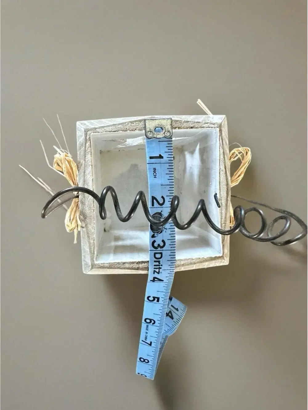 Rustic Wooden Star Lantern with Wire Handle and Raffia Bow